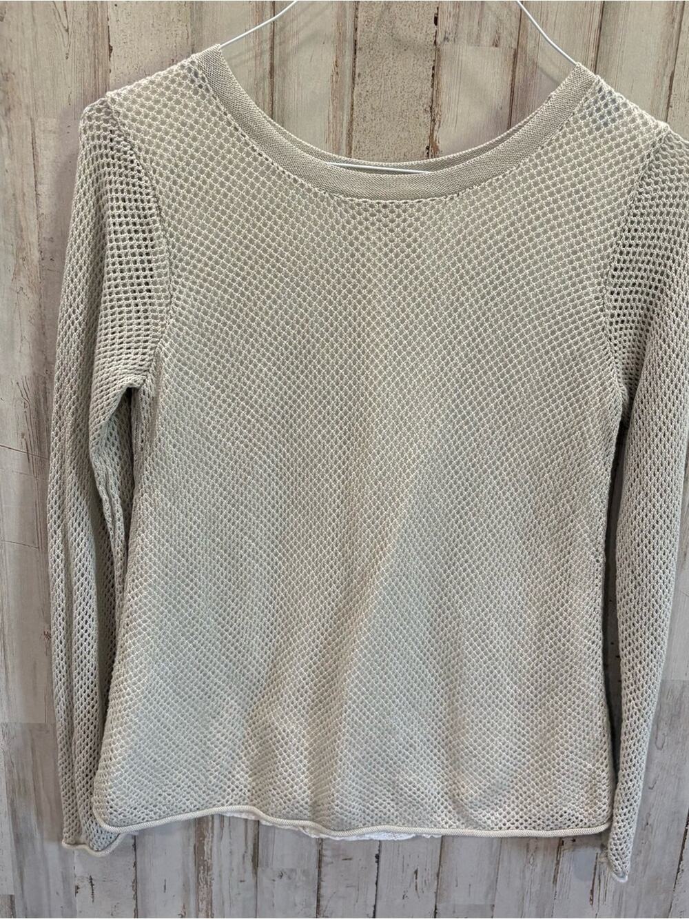 SUNDANCE Linen Cotton Sheer Mesh Knit 2 Layers Pullover TOP M Boho Summer
